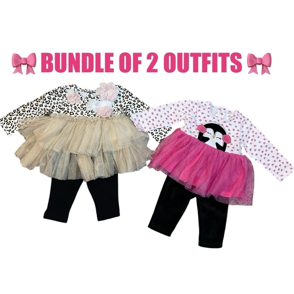 Baby Essentials 3M Leopard and Penguin Tutu Outfit Set